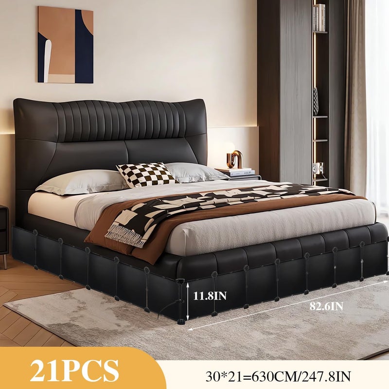 LEICHTEN 11.8" H x 248" L in Total Under Bed Blocker for Pets, Adjustable Length Bed Blockers for Under Bed, Under Bed Blocker Stops Pets Sneaking Under, Fits Queen, King Bed Three Sides, Black - Image 4